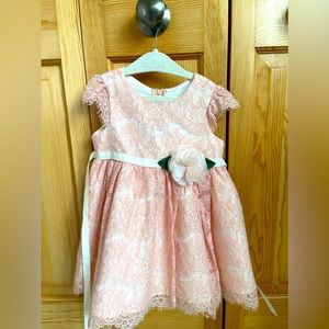 NWOT 24M Girls Rare Editions Pink Sequin Lace Formal Dress